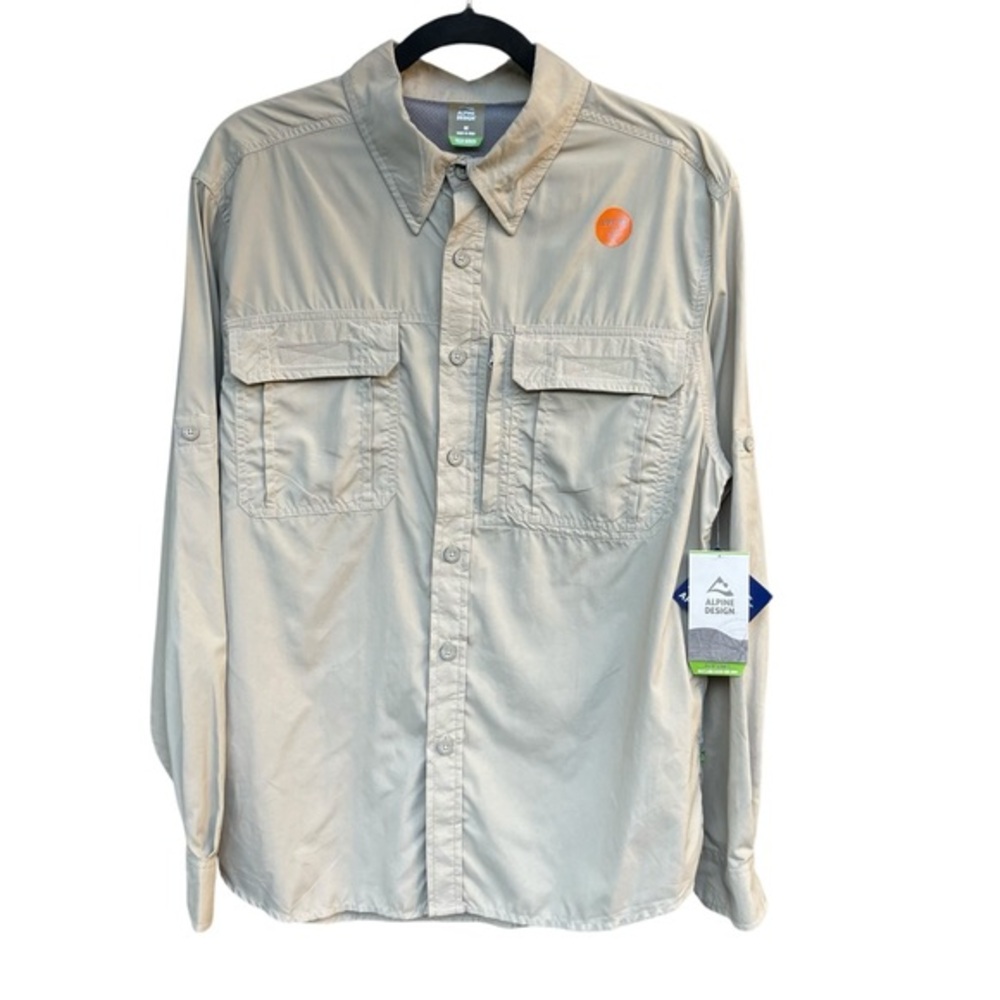 NWT Alpine Design Hiking Shirt Tech Series Breathable Khaki Vented Mens Size Med